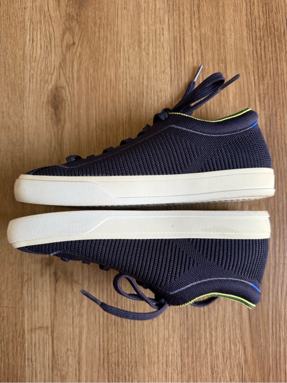 Rothy's The Lace Up Sneaker in Navy Blue & Green Classic Streetwear Size 6 - Picture 5 of 7